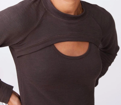 Monrow Women's Peekaboo Sweatshirt In Cocoa In Brown