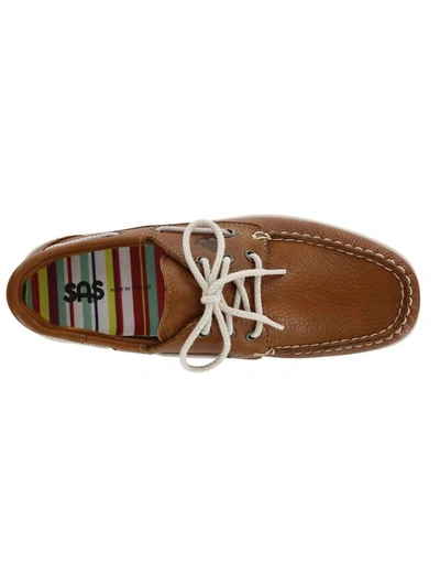 Sas Catalina Lace Up Boat Shoe - Medium In Sandstone In Silver