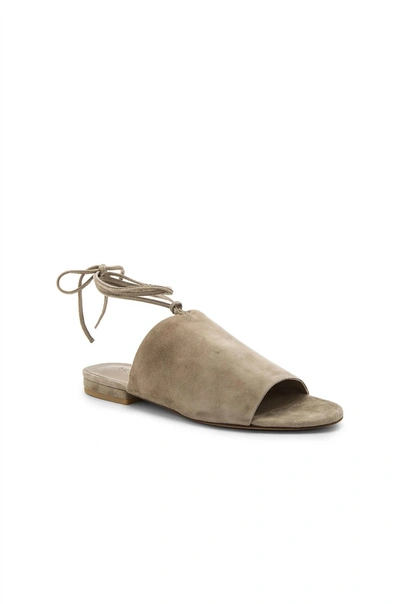 Vince Damon Flat Lace Up Sandal In Woodsmoke Kid Suede In Multi