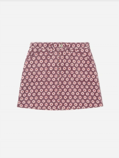 Shop Re/done 70s Pocket Mini Skirt In Plum Stamp In Multi