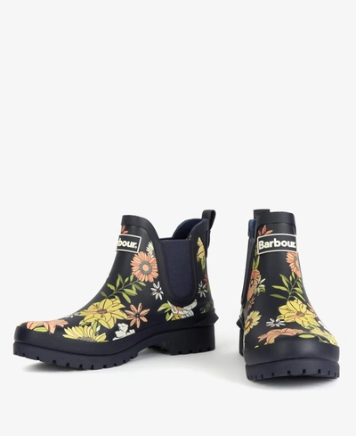 Shop Barbour Wilton Floral Wellingtons Boot In Black Floral