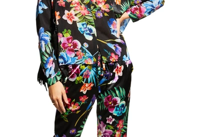 Shop Johnny Was Maeve Floral Print Long Sleeve Button Tunic In Black Multi Color