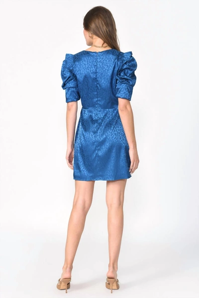 Adelyn Rae Puff Sleeve Jacquard Dress In Artic Teal In Multi