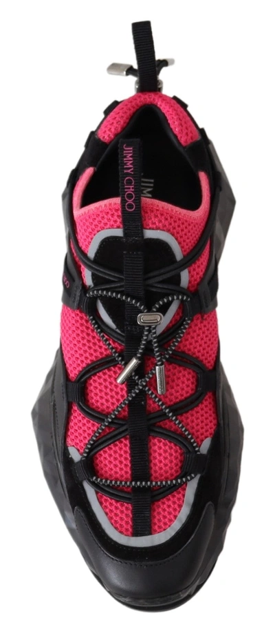 Shop Jimmy Choo Diamond Pink Leather Women's Sneaker In Multi