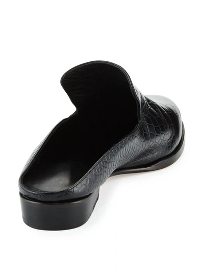 Shop Robert Clergerie Alice Embossed Slip On Loafer In Black Croc