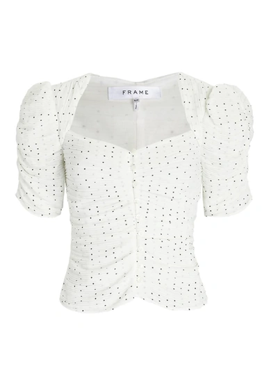 Frame Gathered Button Front Top In Off White