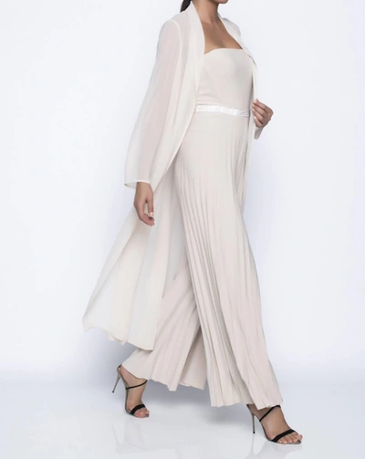 Shop Frank Lyman Knit Jumpsuit W/ Sequined Waist In Champagne In White