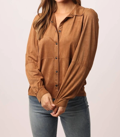 Shop Another Love Brigit Long Sleeve Shirt In Toffee In Brown