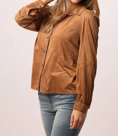 Shop Another Love Brigit Long Sleeve Shirt In Toffee In Brown