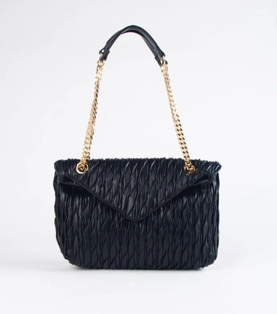 Shop Sondra Roberts Pleated Nappa Chain Strap Bag In Black