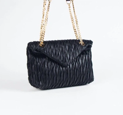 Shop Sondra Roberts Pleated Nappa Chain Strap Bag In Black