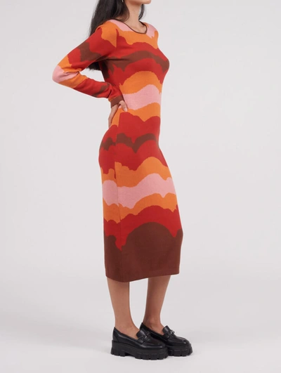 Shop Another Girl Organic Cotton Sunset Knit Midi Dress In Multi