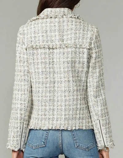 Greylin Vera Tweed Moto Jacket In Ivory In Multi