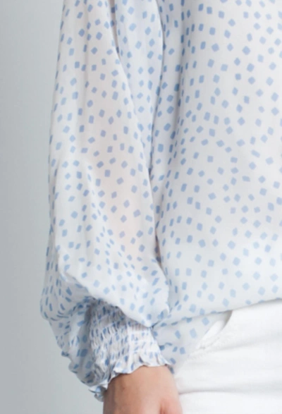 Karina Grimaldi Vintage Print Blouse In Slate Dot In Multi