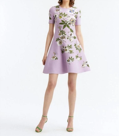 Shop Oscar De La Renta Passionflower Jacquard Knit Dress In Lavender Multi In Purple