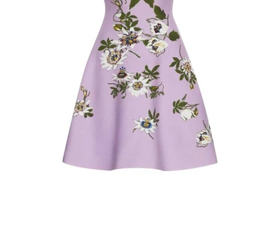 Shop Oscar De La Renta Passionflower Jacquard Knit Dress In Lavender Multi In Purple