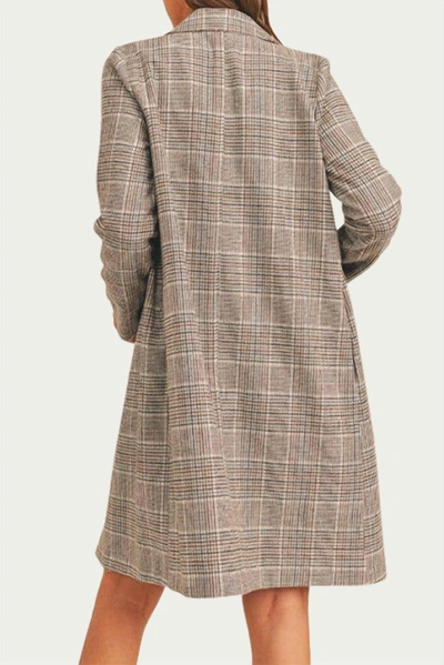 Sadie & Sage Run To Me Checked Long Coat In Grey In Grey