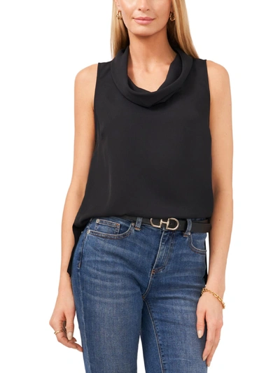 Shop Vince Camuto Womens Satin Cowl Neck Blouse In Black
