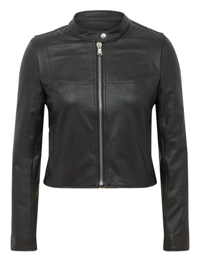 Shop Spanx Leather-like Moto Jacket In Black