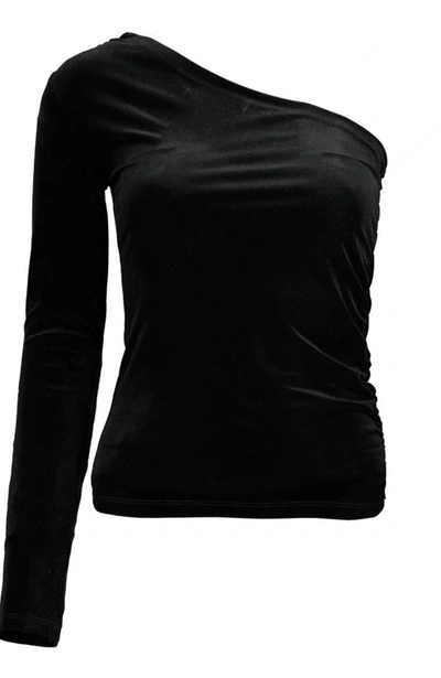 Bishop + Young Blake One Shoulder Top In Caviar In Black