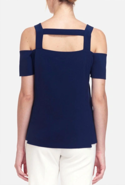 Shop Cooper & Ella Ava Cold Shoulder Top In Navy In Blue