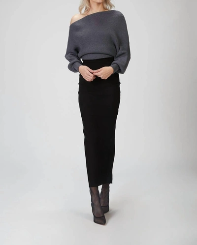 Shop The Line By K Leon Off-shoulder Sweater In Charcoal Grey