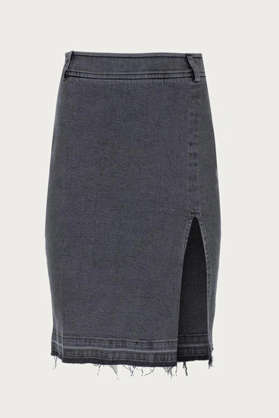Shop Zeynep Arcay Stretch Denim Slit Skirt In Grey