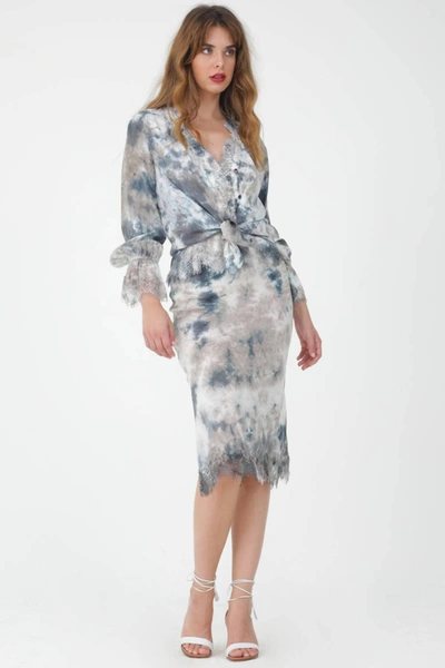 Gold Hawk Tie Dye Button Blouse In Grey Multi