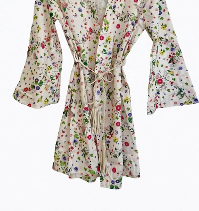 Shop Only Hearts Marianne Floral Organic Cotton Kimono In White Floral In Multi