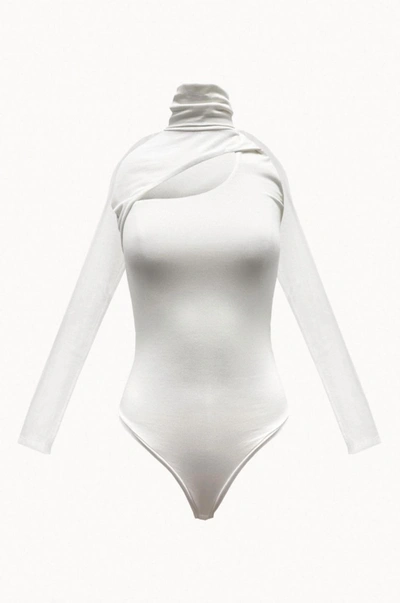 Shop Geel Juanes Stretch-modal Jersey Cutout Bodysuit In White