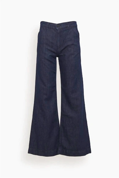 Shop Askk Ny Wide Leg Linen Jean In Navy In Blue