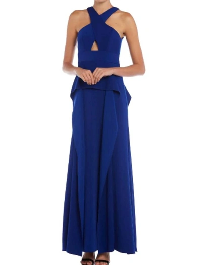 Issue New York Cutout Overlay Gown In Royal Blue