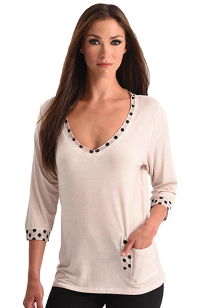 Shop Angel Polkadot V-neck Top In Sand In Beige