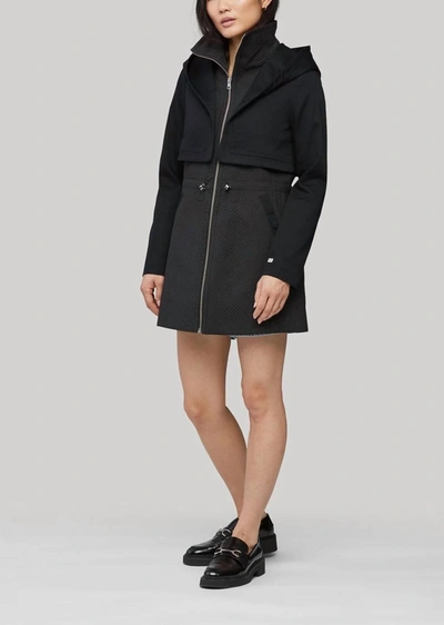 Soia & Kyo Mixed Media Coat With Dramatic Hood And Thermolite Fill In Black