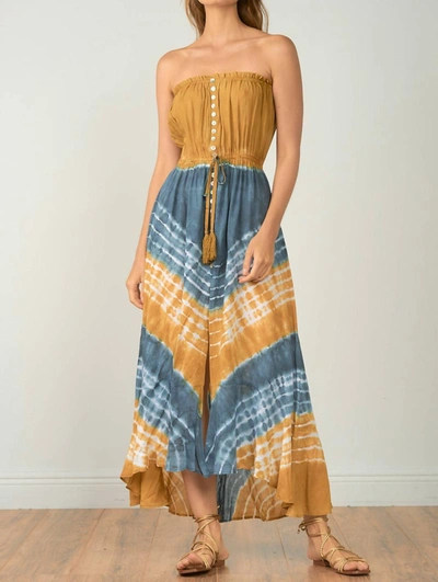 Shop Elan Macedonia Strapless Maxi Dress In Tie Dye In Multi