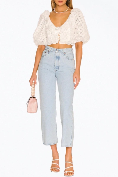 Shop For Love & Lemons Cassie Eyelet Crop Top In White