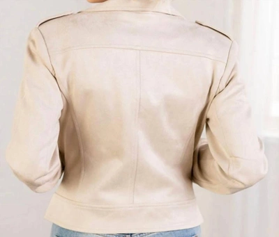 Shop Bb Dakota Bone Suede Moto Jacket In Cream In White