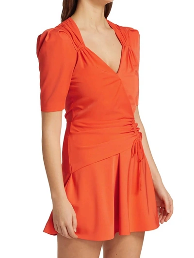 Simkhai Lilit Puff-front Draped Mini Dress In Poppy In Red