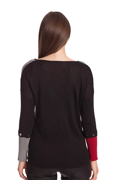 Angel Color Block V-neck Sweater In Black Multi