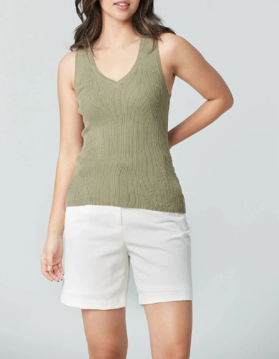 Shop Iris Setlakwe Cotton Basics Short Sleeve V-neck Top In Olive In Green
