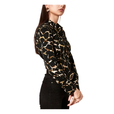 Shop Desoto Pia Abstract Animal Print Blouse In Black