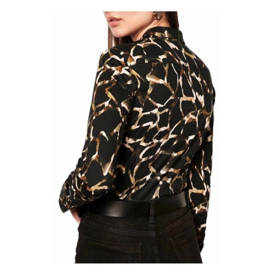 Desoto Pia Abstract Animal Print Blouse In Black