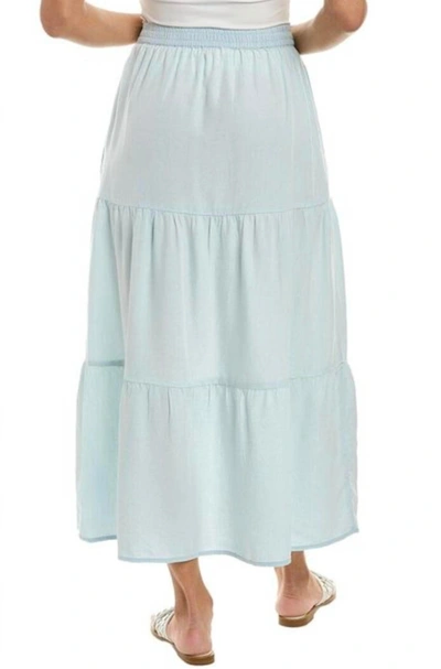 Shop Elan Tiered Maxi Skirt In Denim In Blue