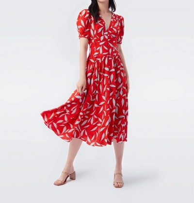 Shop Diane Von Furstenberg Cordelia Dress In Mason Signature Red In Multi