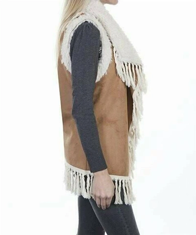 SCULLY SHERPA LINED SUEDE FRINGE VEST IN MULTI 