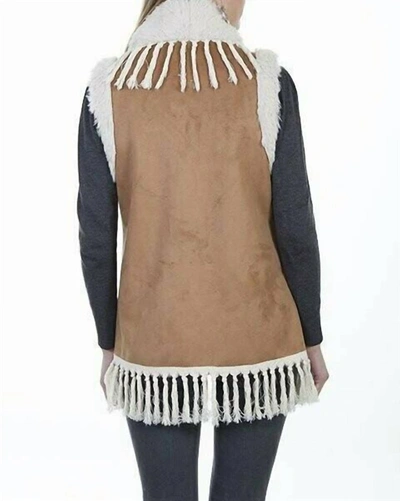 Scully Sherpa Lined Suede Fringe Vest In Multi