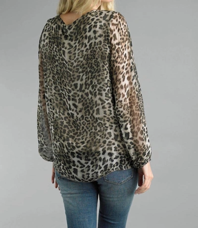 Tempo Paris Cowl Neckline Sheer Blouse With Lining In Cheetah Print In Multi