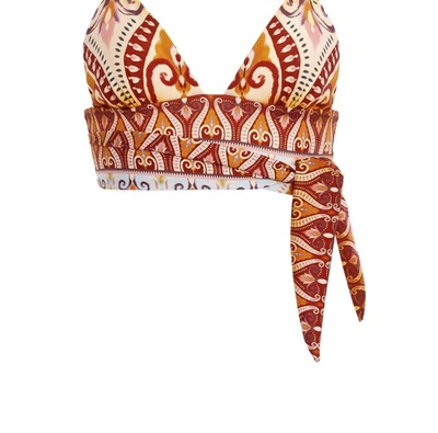 Agua Bendita Noor Leva Crop Top In Multi Rust/cream In Multi