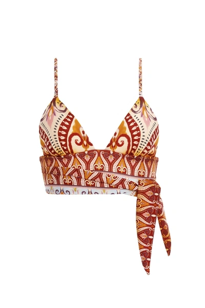 AGUA BENDITA NOOR LEVA CROP TOP IN MULTI RUST/CREAM 