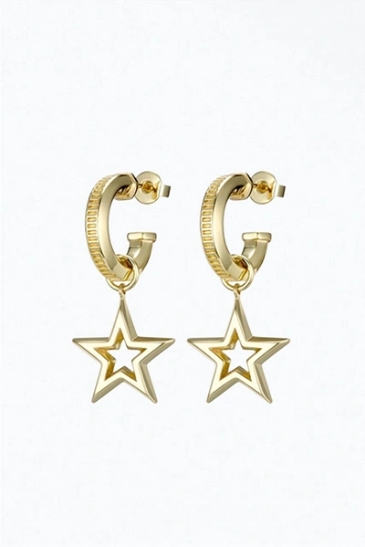 Shop F+h Studios Fame Star Charm Earrings In Gold